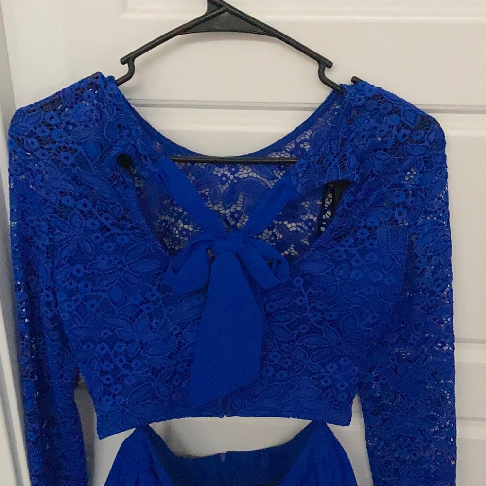 Royal blue two piece homecoming dress